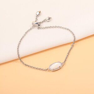 NEW Kendra Scott Elaina Silver Ivory Pearl Adjustable Chain Bracelet